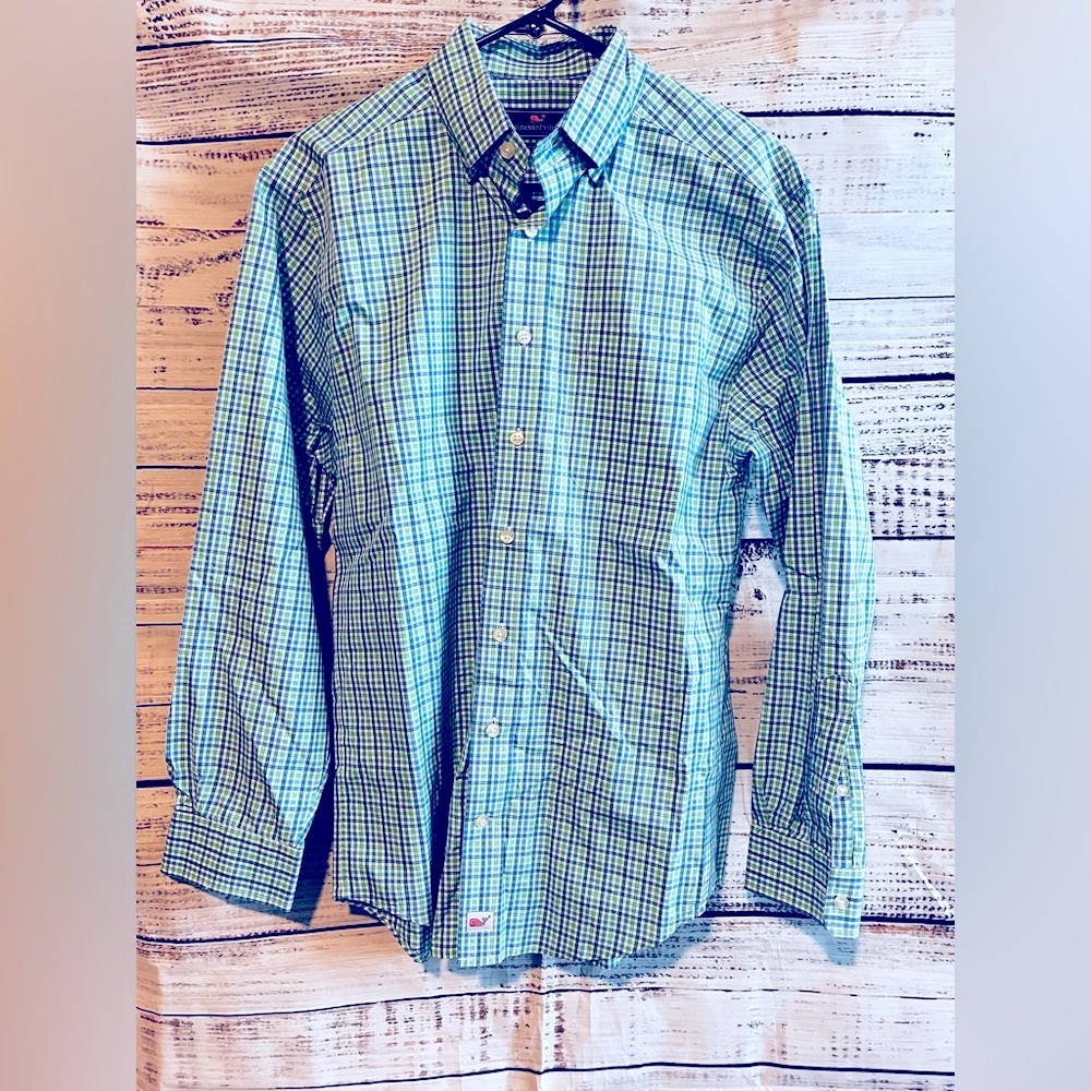 Vineyard Vines Green and Blue Casual Button‎ Down Shirt